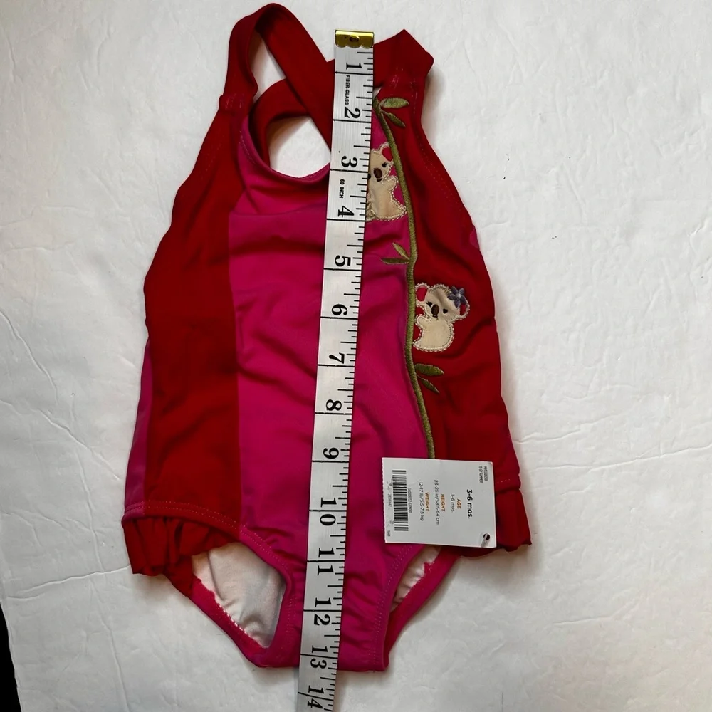 NWT Gymboree Koala Baby Girl Onepiece Swimsuit.Size 3-6 Months.Pink.Red …